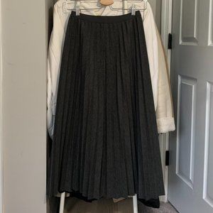 Charcoal Pleated Midi Skirt